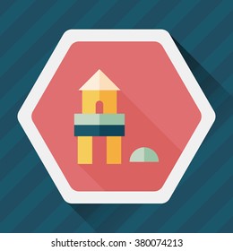brick house flat icon with long shadow,eps10
