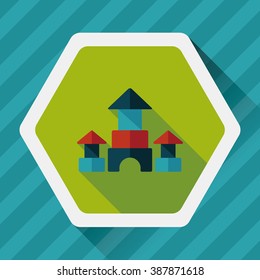 brick house flat icon with long shadow