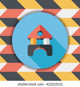 brick house flat icon with long shadow