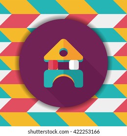 brick house flat icon with long shadow