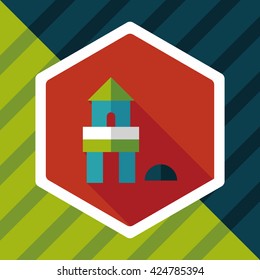 brick house flat icon with long shadow,eps10