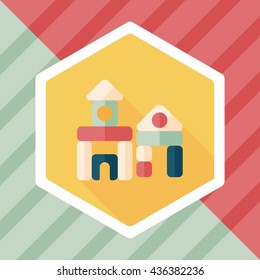 brick house flat icon with long shadow
