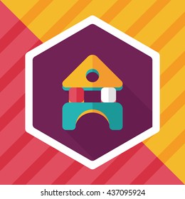 brick house flat icon with long shadow