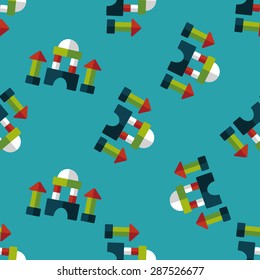 brick house flat icon seamless pattern background