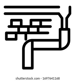 Ziegel-Haus Rinne Symbol. Rahmenziegelrinne Vektorillustration Symbol für Webdesign einzeln auf weißem Hintergrund