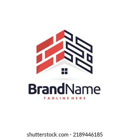 brick house or home vector logo design