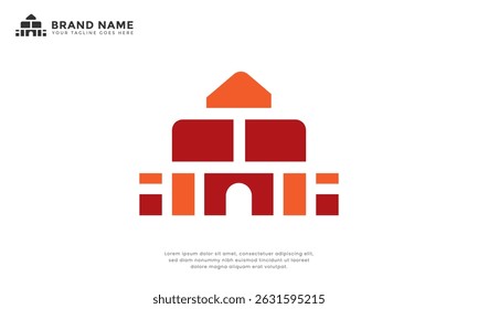 Logotipo da casa de tijolos. logotipo moderno de tijolos que formam a forma de uma casa. Representa estabilidade, construção e propriedade.