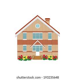 brick house on a white background, illustration