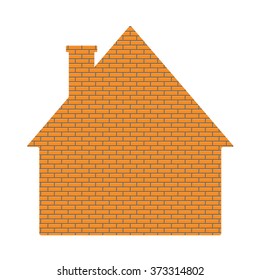Brick house on white background. Vector illustration.