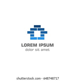 Brick house, real estate. Vector logo template