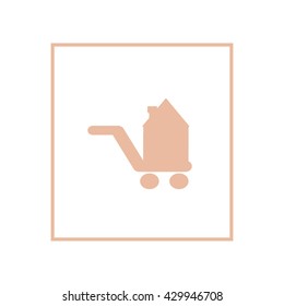 brick house, shopping cart, icon