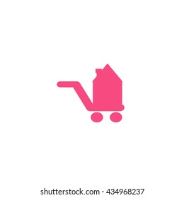 brick house, shopping cart, icon