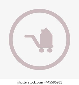 brick house, shopping cart, icon