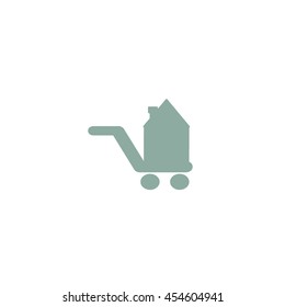 brick house, shopping cart, icon