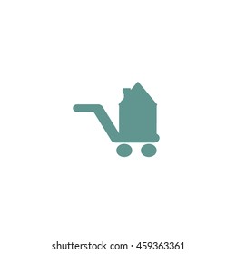 brick house, shopping cart, icon