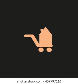 brick house, shopping cart, icon