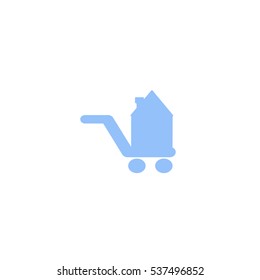 brick house, shopping cart, icon