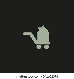 brick house, shopping cart, icon