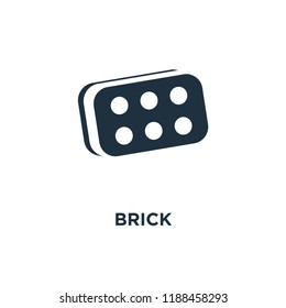 Brick icon. Black filled vector illustration. Brick symbol on white background. Can be used in web and mobile.