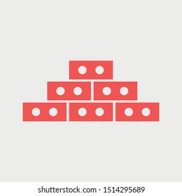 Brick icon, Construction Concept, Flat Style. - Vector