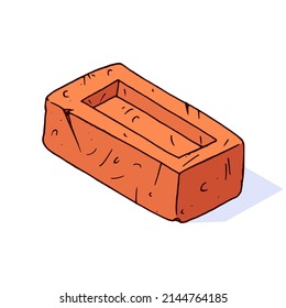 Brick icon drawing. Vector illustration of  red brick building. Hand drawn brick.