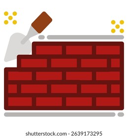 Brick Icon  in Flat Style. Color Fill