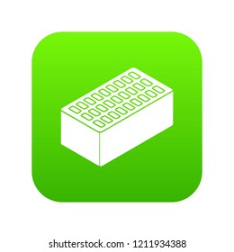 Brick icon green vector isolated on white background