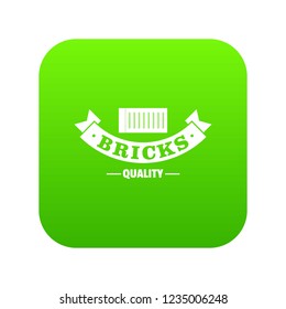 Brick icon green vector isolated on white background