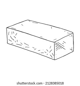 Ziegelsymbol, handgezeichnet. Vektorgrafik des Backsteinbaus. Ziegelstein aus Skizze.