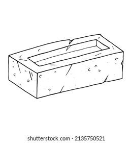 Ziegelsymbol, handgezeichnet. Vektorgrafik des Backsteinbaus. Ziegelstein aus Skizze.