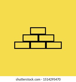 Brick icon isolated on Yellow Background. Construction Concept. - Vector 