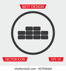Brick Icon - Isolated vector illustration of brick icon in circle, on gray background. Construction, building material. Simple design, made in EPS 10 format. It can be used as image, logo or sign.