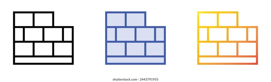 brick icon. Linear, Blue Fill and Gradient Style Design Isolated On White Background