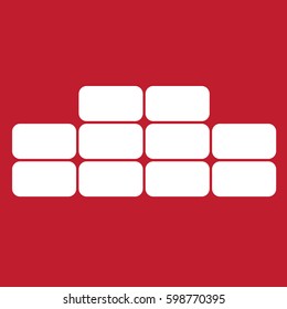 Brick icon on red background