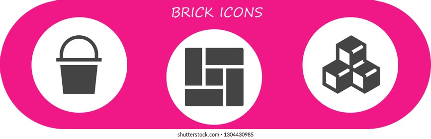 brick icon set. 3 filled brick icons.  Simple modern icons about  - Cube, Floor
