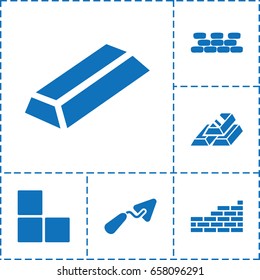 Brick icon. set of 6 brick filled icons such as brick wall, gold, trowel