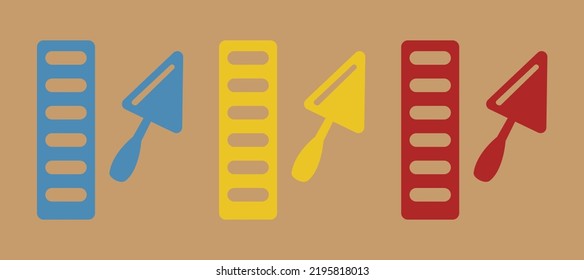 brick icon with trowel, construction concept, vector illustration
