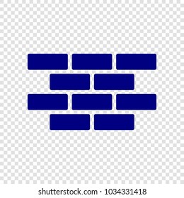 Brick icon. Vector. Navy blue flat icon on transparent background.
