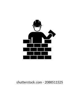 Brick icon vector sign construction worker isolated