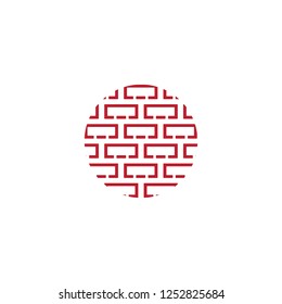 Brick icon wall vector design in outline style