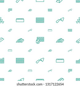 brick icons pattern seamless white background. Included editable outline brick wall, brick wall fire, gold, building block, gold bar, trowel icons. icons for web and mobile.