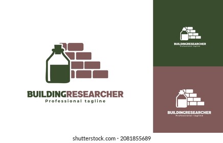 Brick laboratory bottle logo design. vector