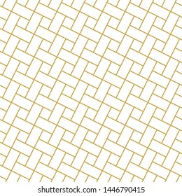 Brick laid pavement ornament. Thin line seamless vector pattern in gold
