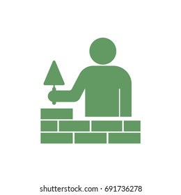 Brick layer tiler mason worker with trowel. Vector illustration
