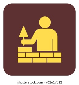 Brick layer tiler mason worker with trowel. Vector illustration