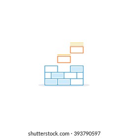 Brick laying, income growth, construction works, linear design