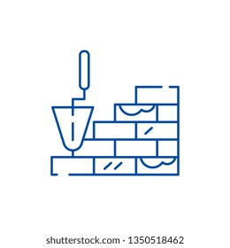 Brick laying line icon concept. Brick laying flat  vector symbol, sign, outline illustration.