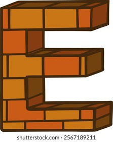 Brick Letter Alphabet Vector E