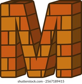 Brick Letter Alphabet Vector M