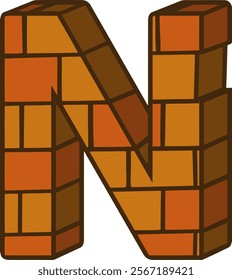 Brick Letter Alphabet Vector N